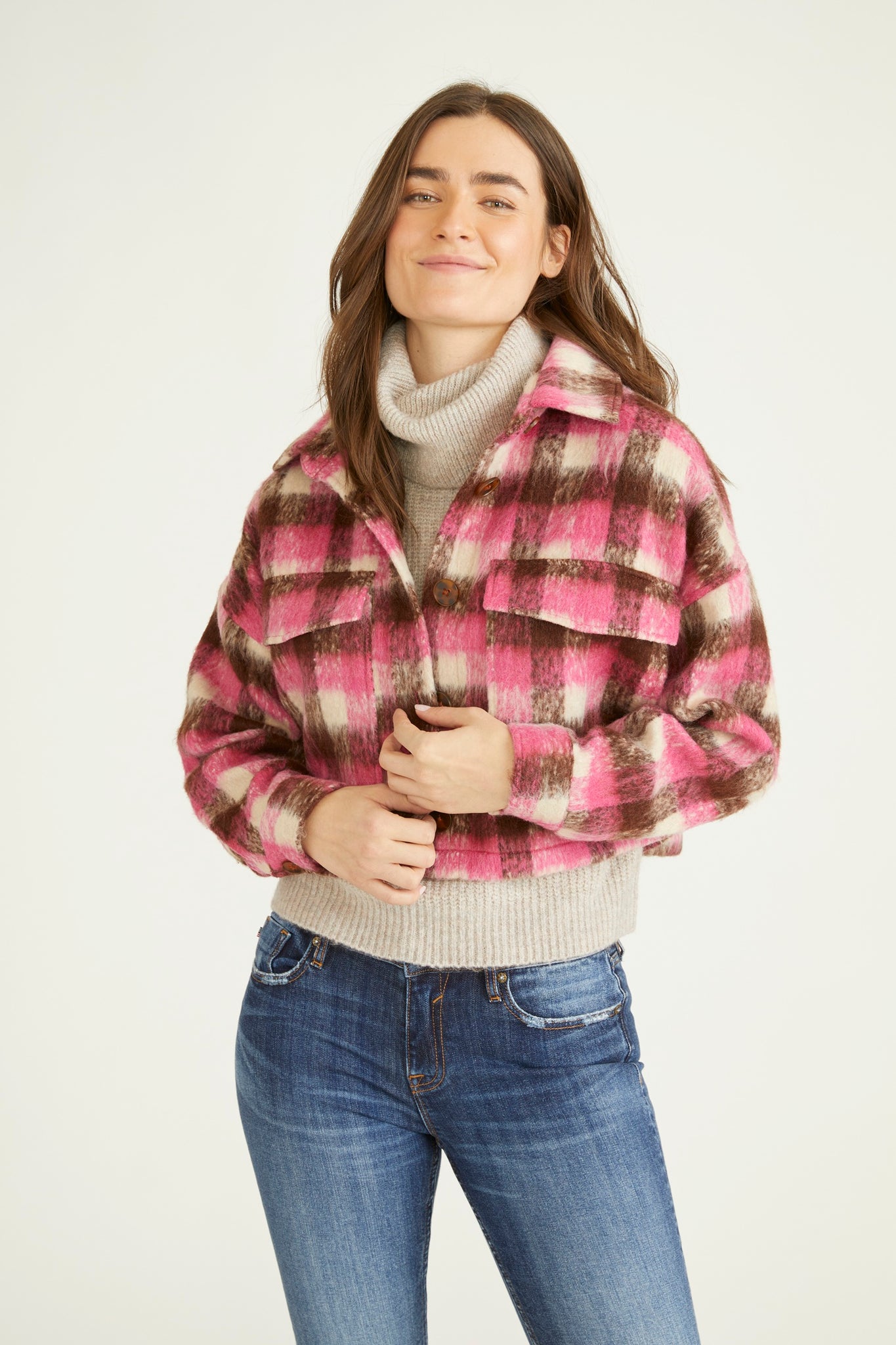 Load image into Gallery viewer, Cropped Plaid Shacket
