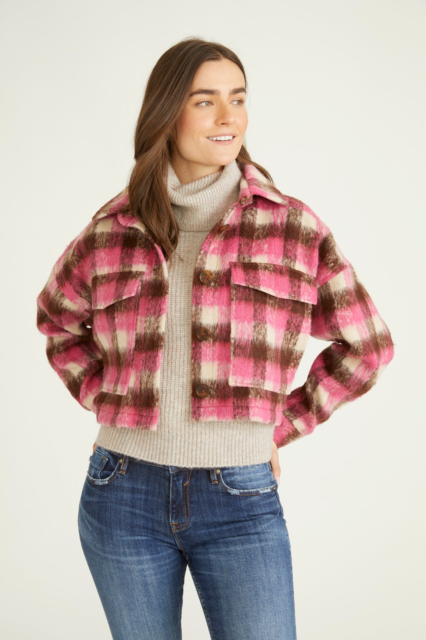 Load image into Gallery viewer, Cropped Plaid Shacket
