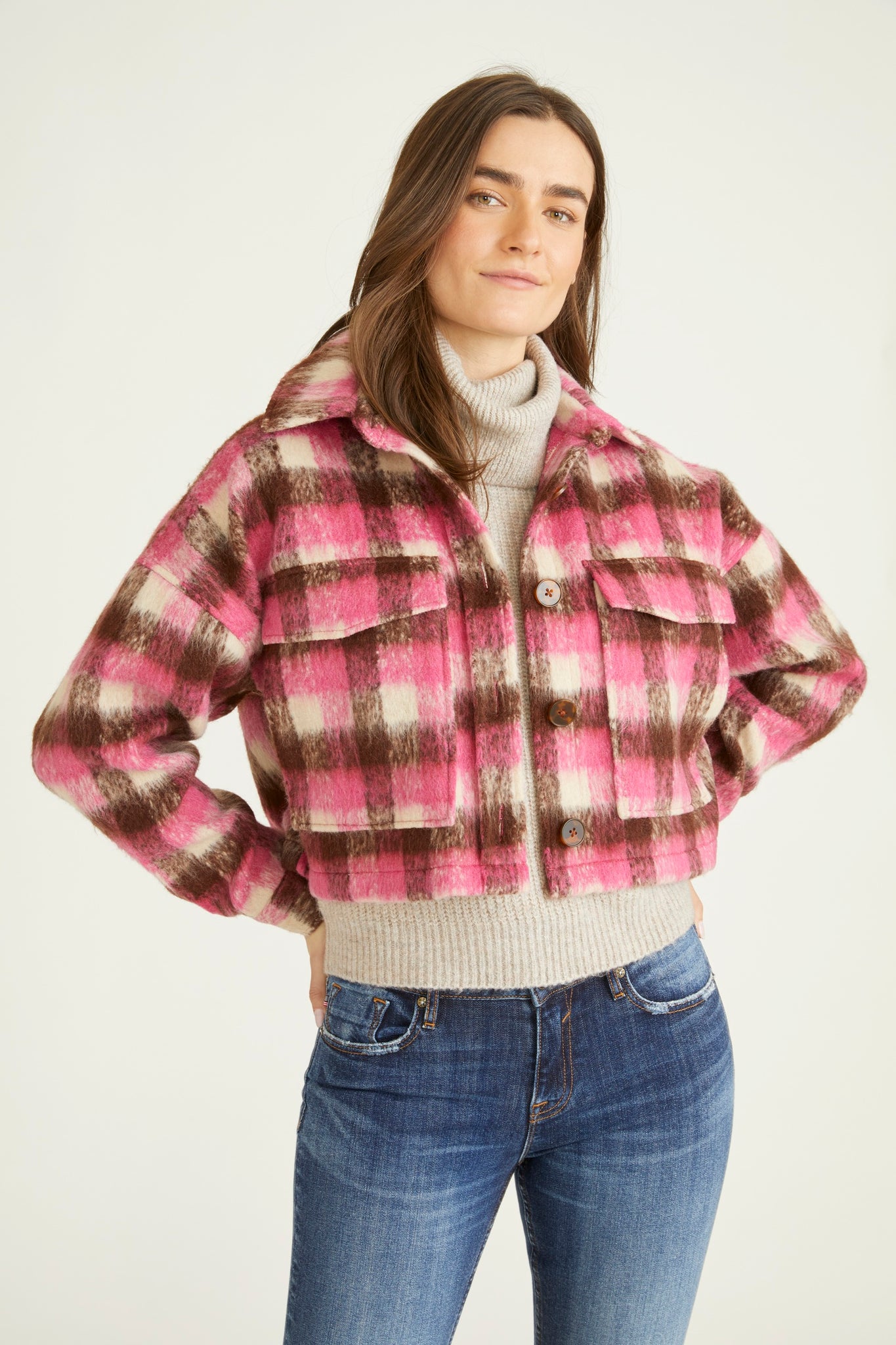 Load image into Gallery viewer, Cropped Plaid Shacket
